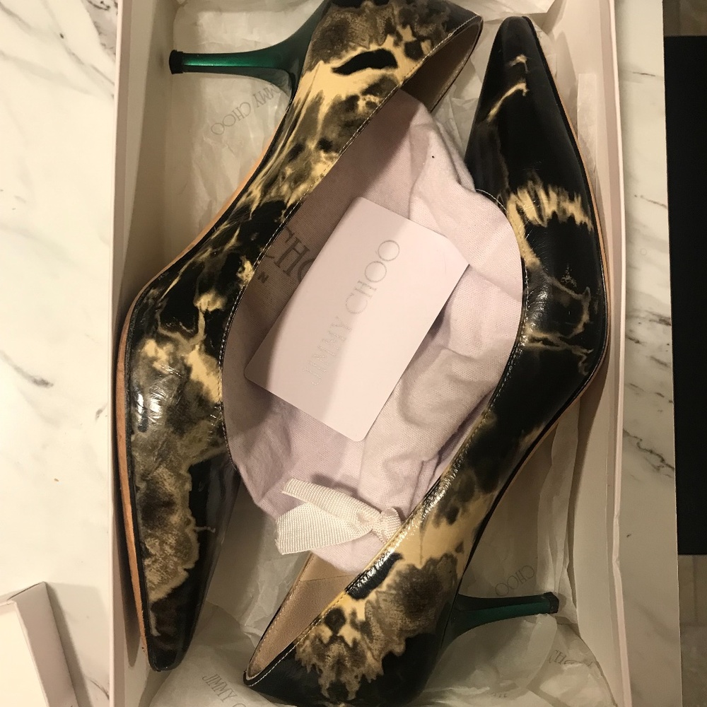Jimmy Choo Tie Dye Leather Mid Heel, Size 38 1/2